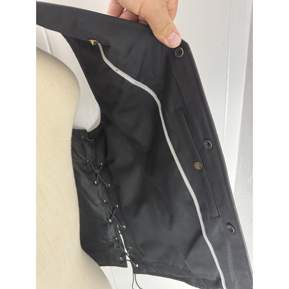 Unik Premium Leather Vest Men's Size XL Black Classic Biker Motorcycle With Pins - Picture 10 of 12